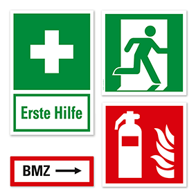 Schilder für Rettungsweg und Brandschutz