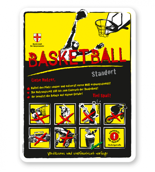 Spielplatzschild Basketball 8P-gelb - DS