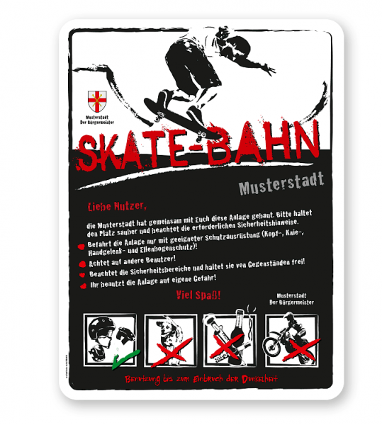 Spielplatzschild Skate-Bahn 4P-weiß - DS