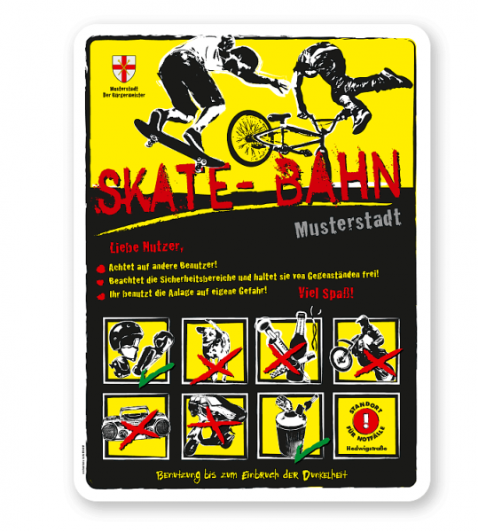 Spielplatzschild Skate - Bahn 8P-gelb - 2 - DS