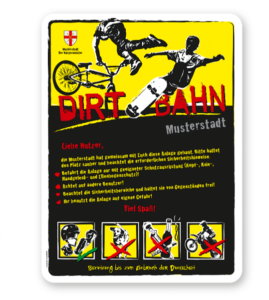 Spielplatzschild Dirt - Bahn 4P-gelb - DS
