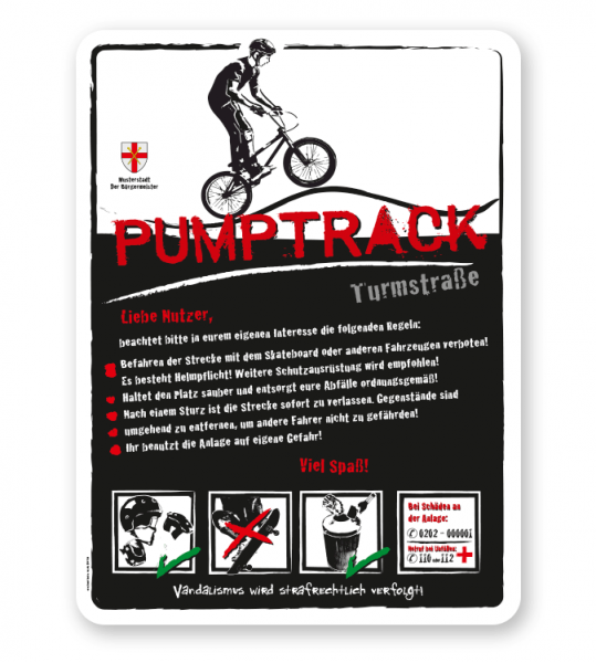 Spielplatzschild Pumptrack 01 - weiß - DS