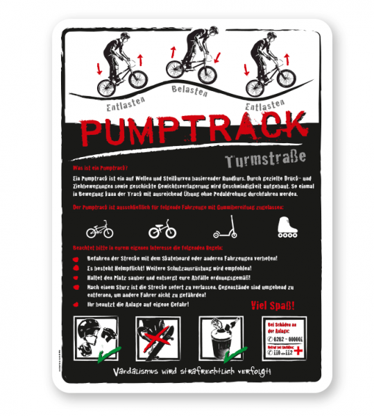 Spielplatzschild Pumptrack 04 - weiß - DS