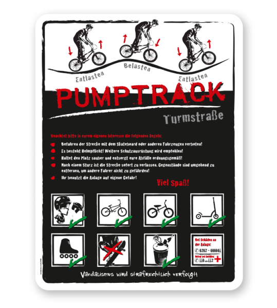 Spielplatzschild Pumptrack 05 - weiß - DS