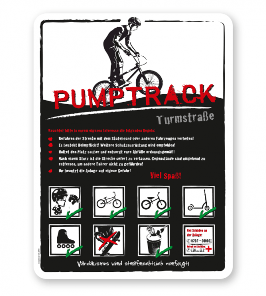 Spielplatzschild Pumptrack 06 - weiß - DS
