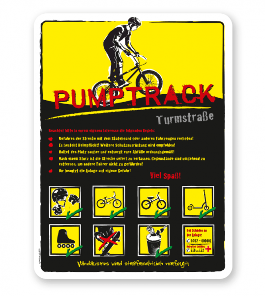 Spielplatzschild Pumptrack 07 - gelb - DS