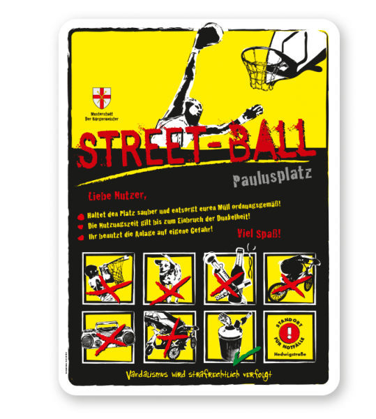 Spielplatzschild Streetball 8P-gelb - DS