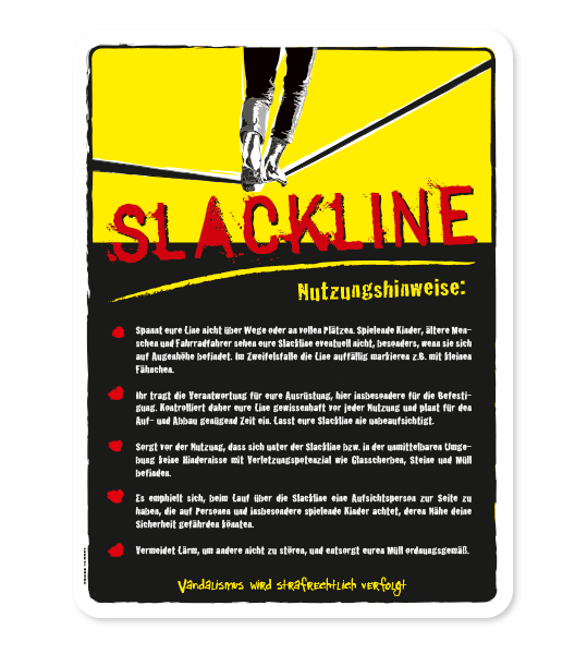 Spielplatzschild Slackline - gelb - DS