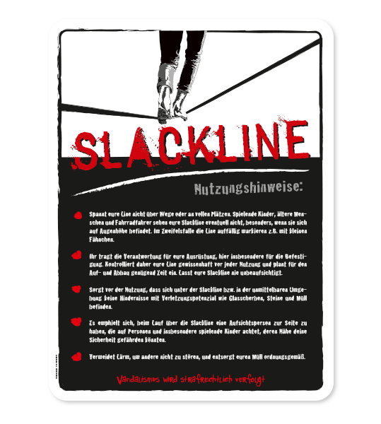 Spielplatzschild Slackline - weiß - DS