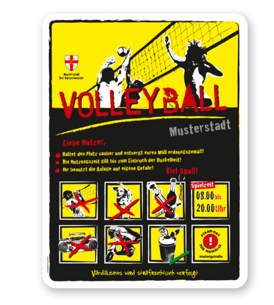 Spielplatzschild Volleyball 8P-gelb - DS