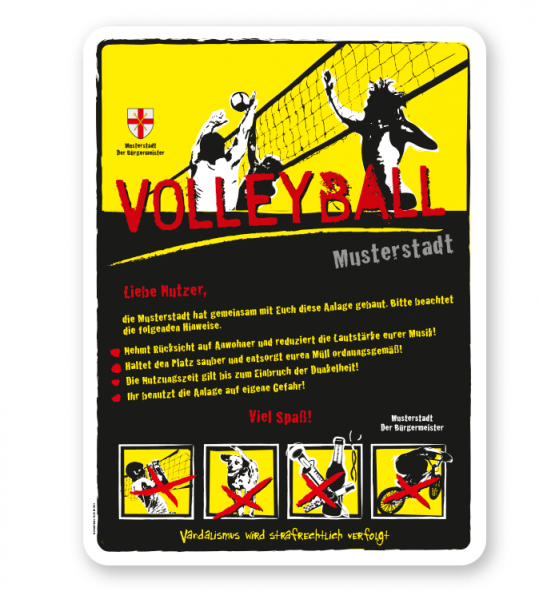 Spielplatzschild Volleyball 4P-gelb - DS