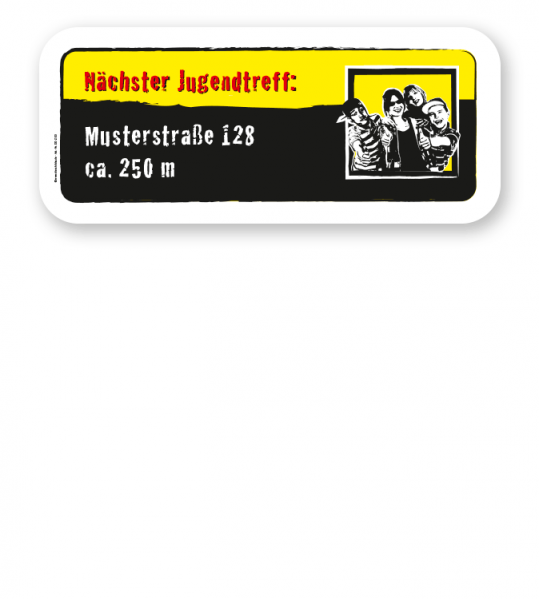 Spielplatz Zusatzschild Nächster Jugendtreff 1P - DS