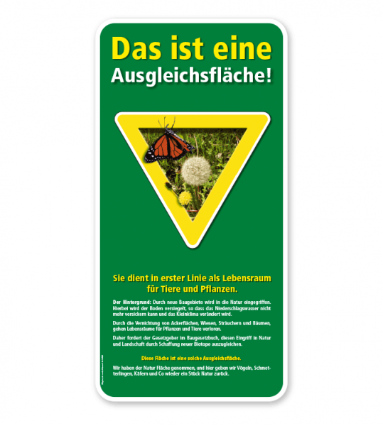 Schild Das ist eine Ausgleichsfläche