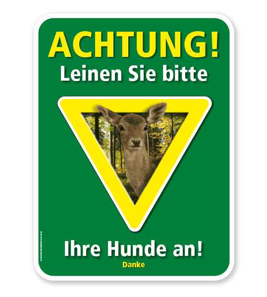 Tierschutzschild Achtung, leinen Sie bitte Ihre Hunde an – G/GW