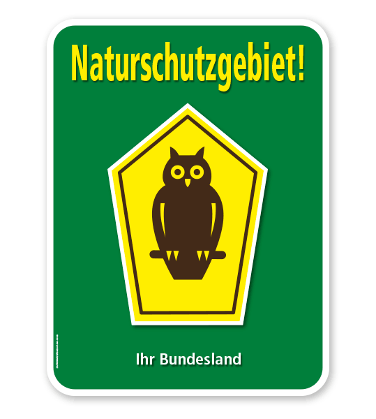Schild Naturschutzgebiet - Eule - mit Bundeslandangabe – G/GW