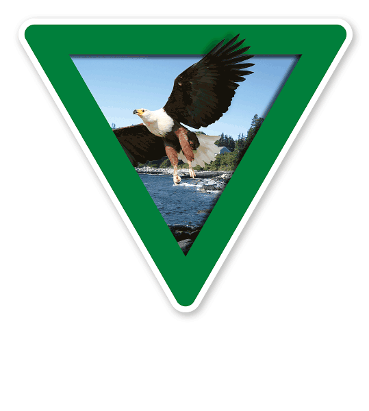 Verkehrsschild Vorsicht, Naturschutzgebiet – Adler (grün)