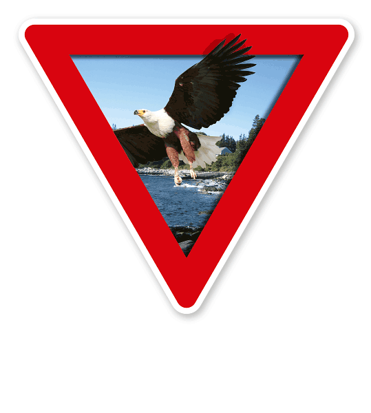 Verkehrsschild Vorsicht, Naturschutzgebiet – Adler (rot)