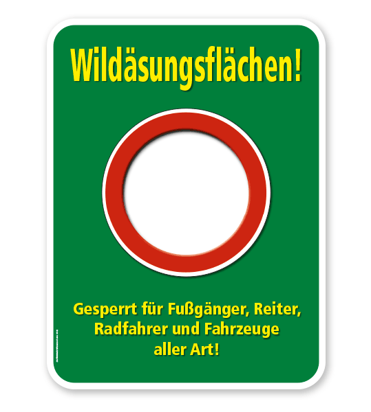 Forstschild Wildäsungsflächen. Gesperrt für Fußgänger, Reiter, Radfahrer und andere Fahrzeuge – G/GW