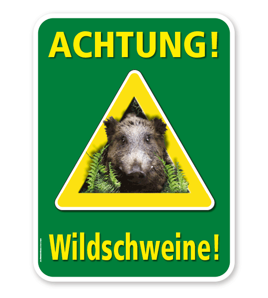Warnschild Achtung, Wildschweine – G/GW