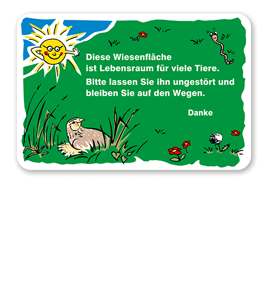 Schild Diese Wiesenfläche ist Lebensraum für viele Tiere - GF