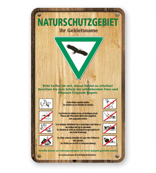 Schild Naturschutzgebiet im Holzdekor 8P - GF-H