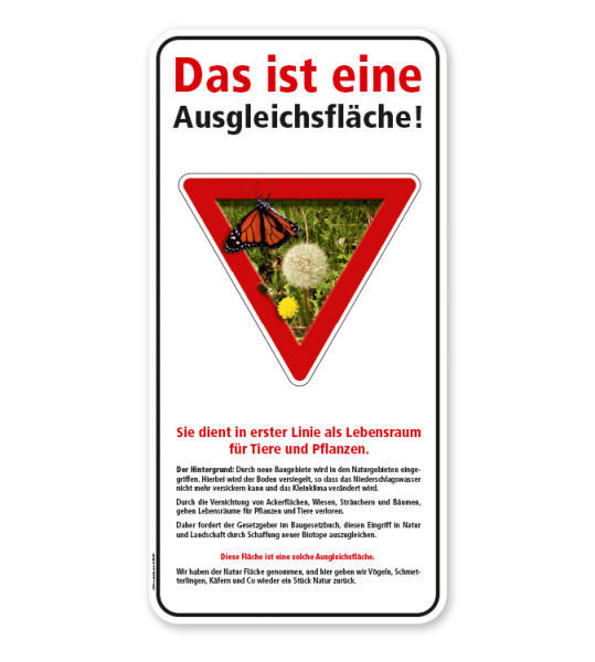 Schild Das ist eine Ausgleichsfläche
