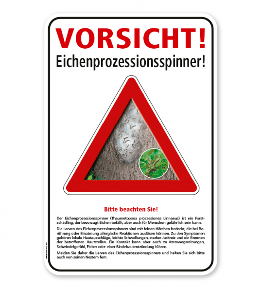 Warnschild Vorsicht, Eichenprozessionsspinner – G/GW