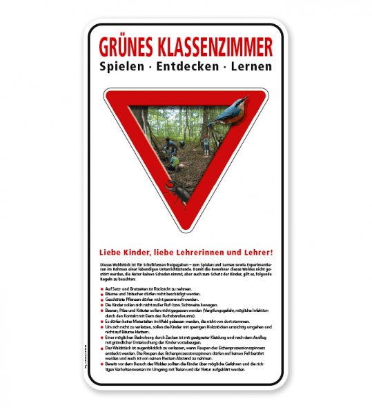 Schild Grünes Klassenzimmer