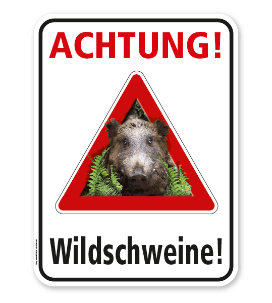 Warnschild Achtung, Wildschweine – G/GW