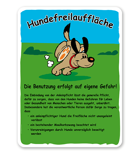 Hundeschild Hundefreilauffläche mit Regeln - H