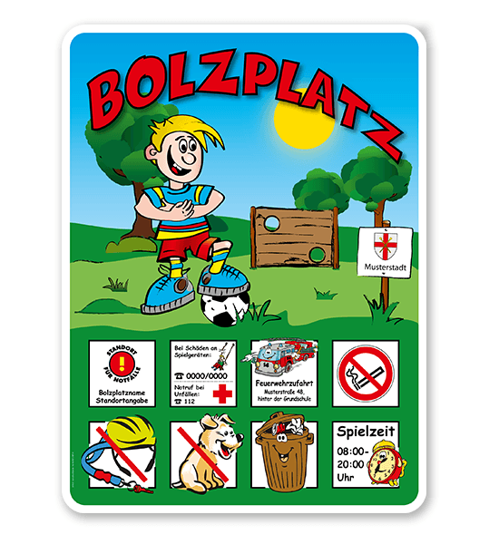 Spielplatzschild Bolzplatz - mit Bolzwand 8P - KSP-2