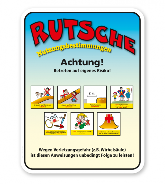 Spielplatzschild Rutsche - Nutzungsbestimmungen - KSP-2