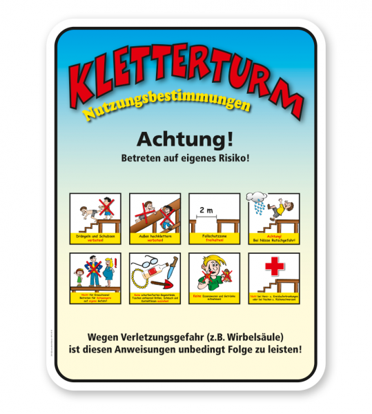 Spielplatzschild Kletterturm - Nutzungsbestimmungen - KSP-2