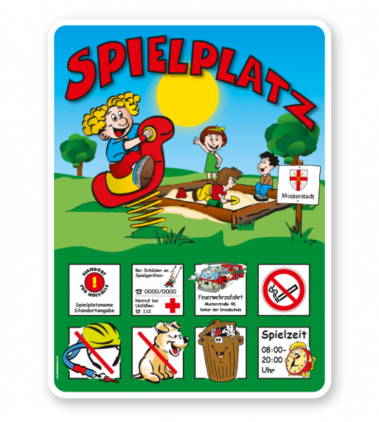 Spielplatzschild Kleinkinderspielplatz mit Wippe und Sandkasten - KSP-2