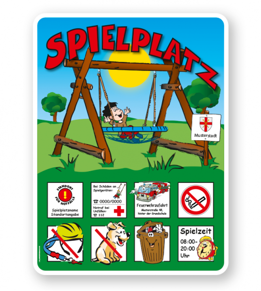 Spielplatzschild mit Vogelnestschaukel - KSP-2