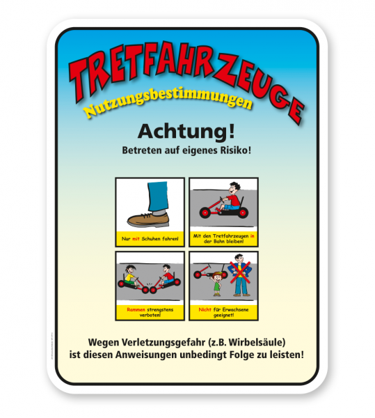 Spielplatzschild Tretfahrzeuge - Nutzungsbestimmungen - KSP-2