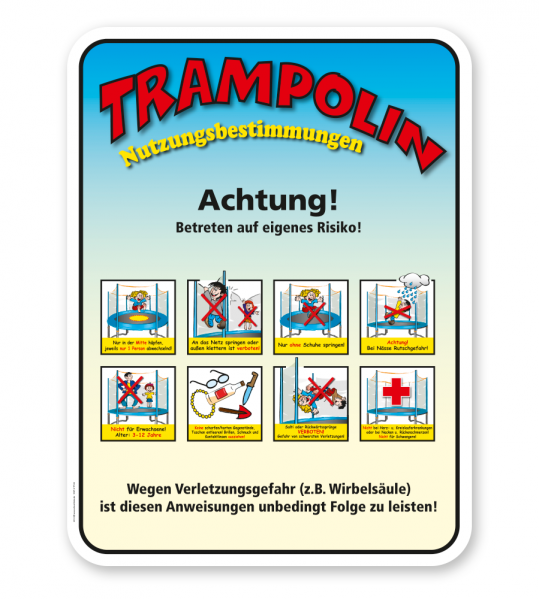 Spielplatzschild Trampolin - Nutzungsbestimmungen - KSP-2