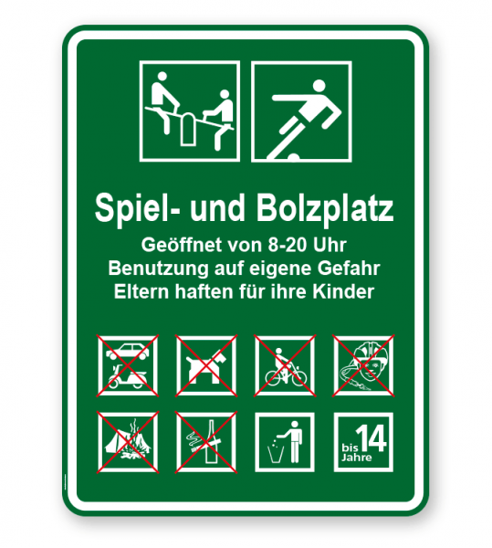 Spielplatzschild Spiel- und Bolzplatz 8P - KSP-3