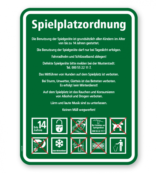 Spielplatzschild Spielplatzordnung 10P - KSP-3