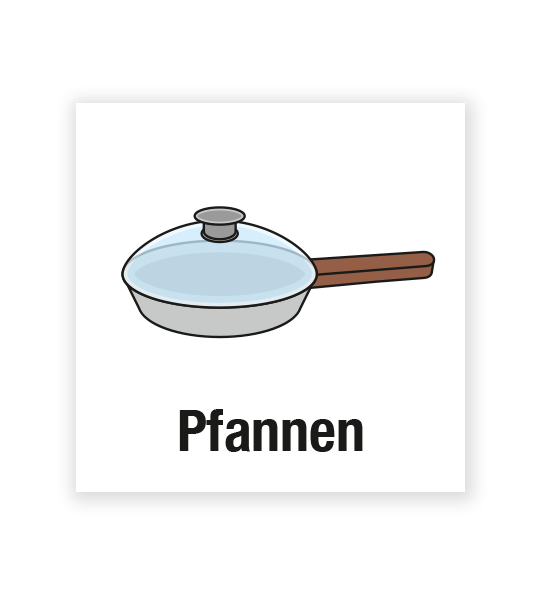 Demenzbeschilderung - Gegenstandsbeschriftung Pfannen - MA-BG-01-6