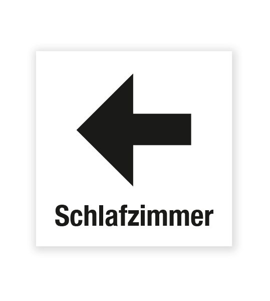 Demenzbeschilderung - Wegweiser Schlafzimmer links - MA-RP-02-1