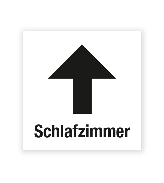 Demenzbeschilderung - Wegweiser Schlafzimmer oben - MA-RP-02-2