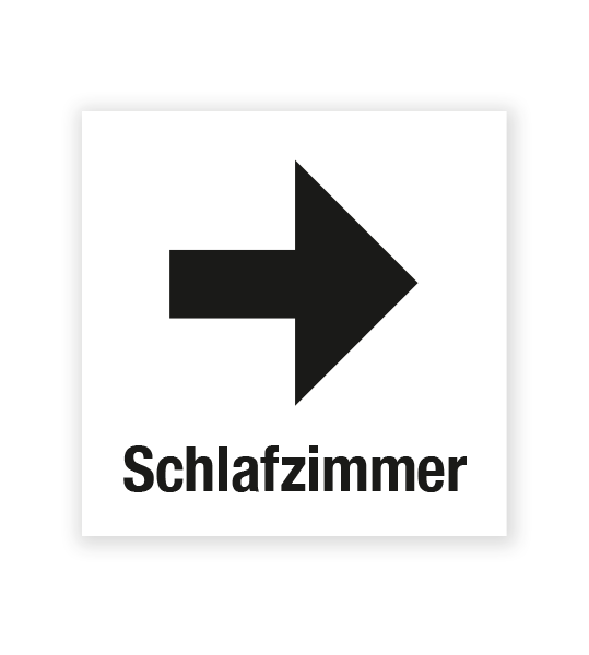Demenzbeschilderung - Wegweiser Schlafzimmer rechts - MA-RP-02-3