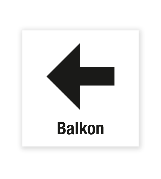 Demenzbeschilderung - Wegweiser Balkon links - MA-RP-07-1