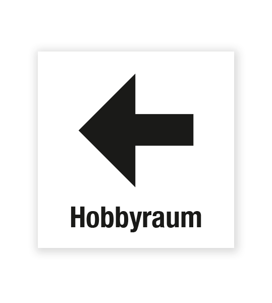 Demenzbeschilderung - Wegweiser Hobbyraum links - MA-RP-14-1
