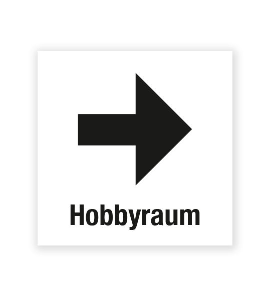 Demenzbeschilderung - Wegweiser Hobbyraum rechts - MA-RP-14-3