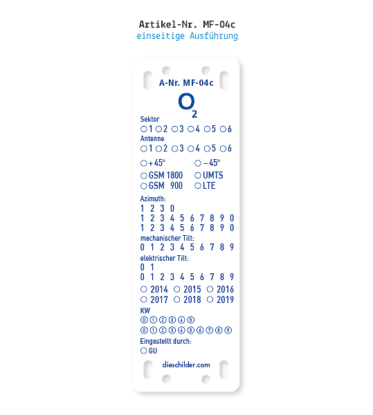 Kennzeichnung von Mobilfunkanlagen O2 MF-04c