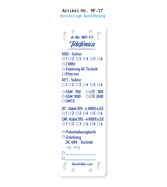 Kennzeichnung von Mobilfunkanlagen - Telefonica MF-17