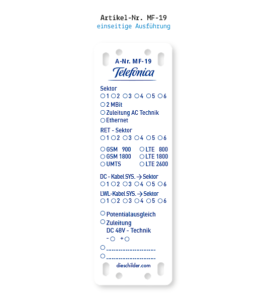 Kennzeichnung von Mobilfunkanlagen - Telefonica MF-19