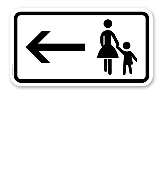 Zusatzschild Fußgänger Gehweg links gegenüber benutzen – Verkehrsschild VZ 1000-12